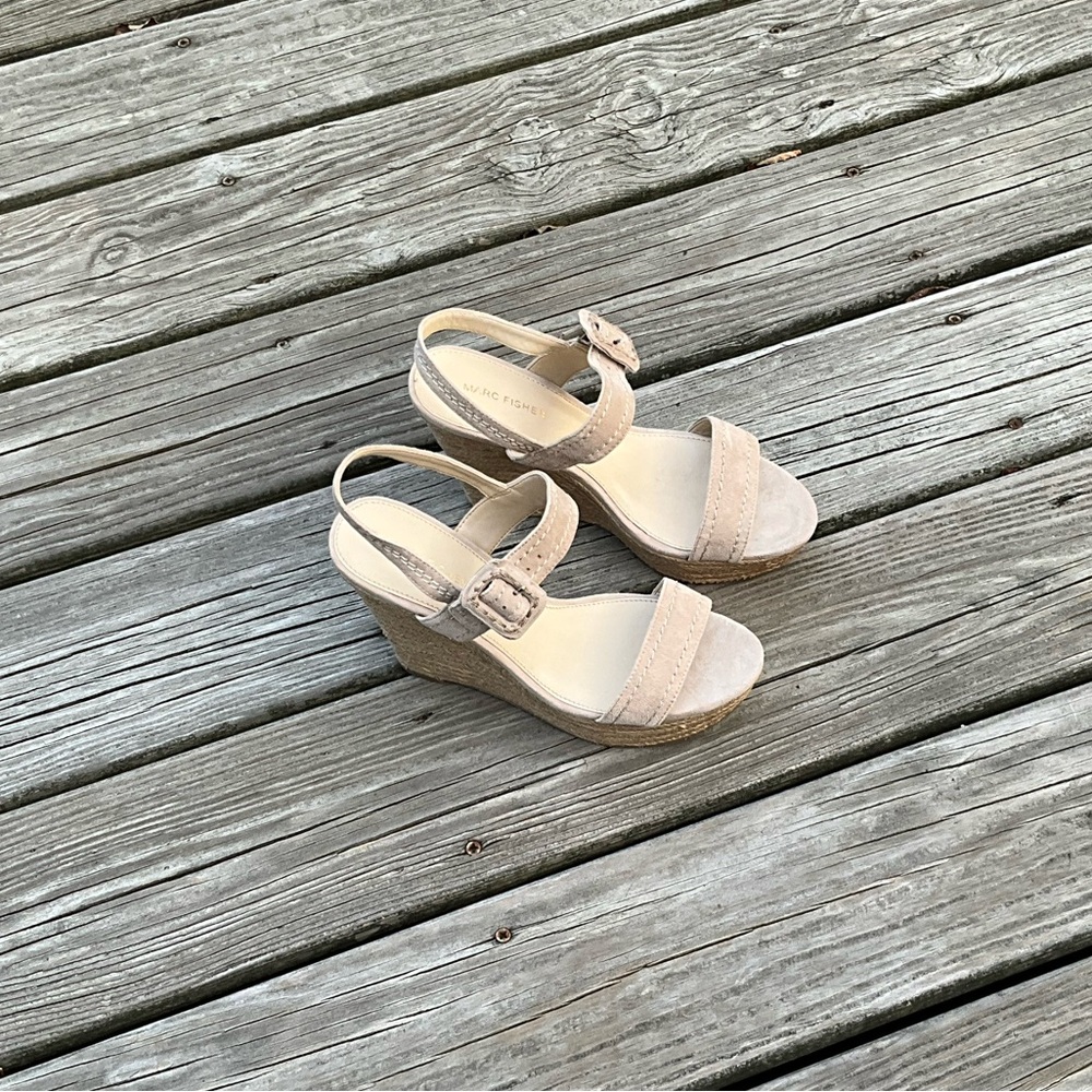 Marc Fisher Hipiee2 platform wedge espadrilles in light natural suede - Picture 8 of 13